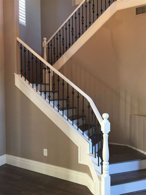 white railing black spindles