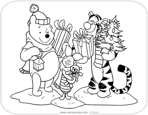 winnie the pooh coloring pages christmas