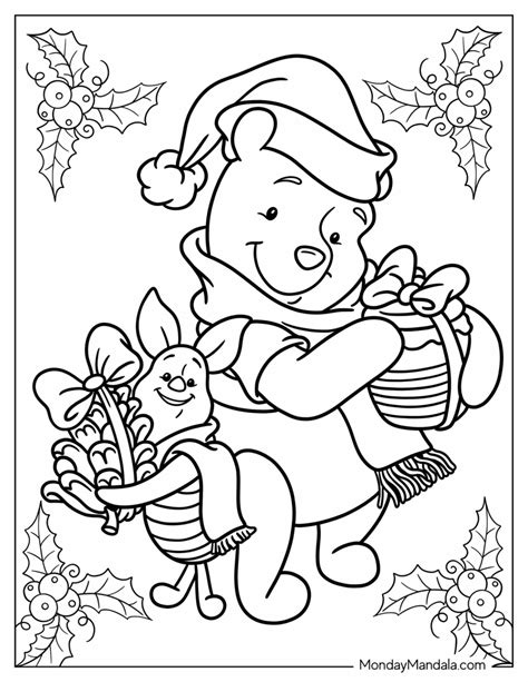 winnie the pooh coloring pages christmas