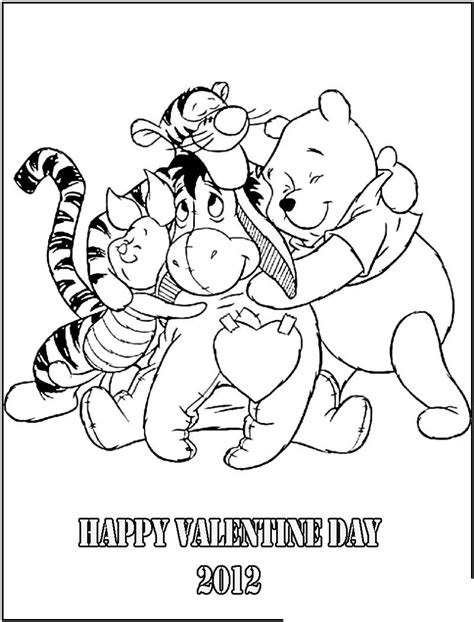 winnie the pooh valentine coloring pages