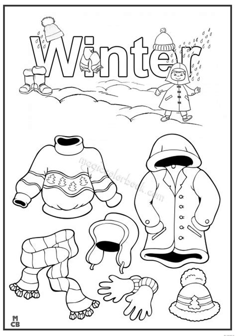 winter clothes pictures to colour