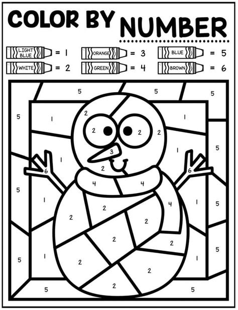 winter color by number free printable