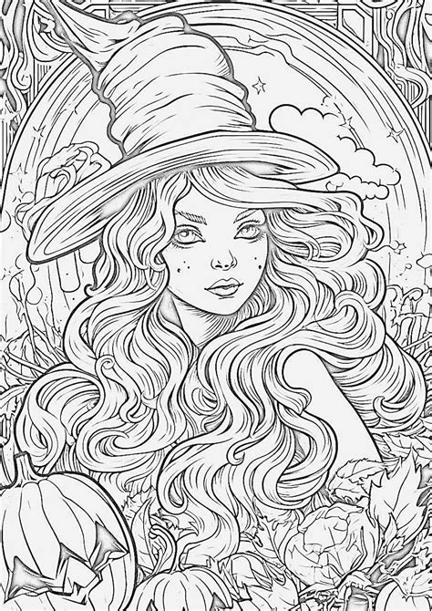 witch colouring pages for adults