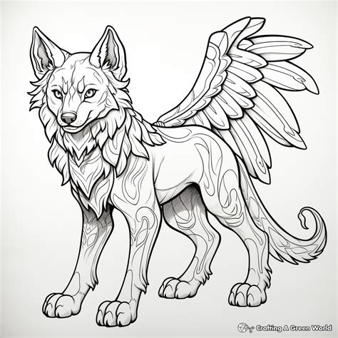 wolf mythical creature magic wolf with wings coloring pages