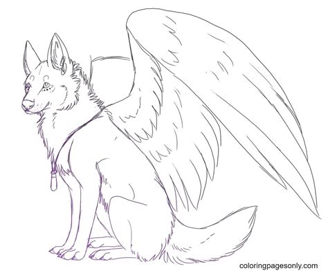 wolves with wings coloring pages