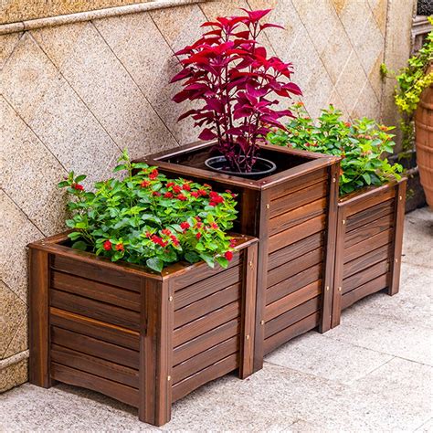 wooden flower pots