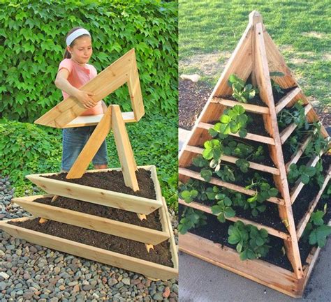 wooden strawberry planter