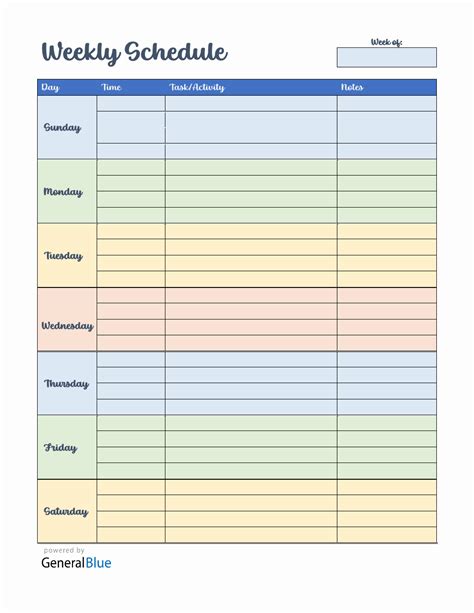 Word Schedule Template