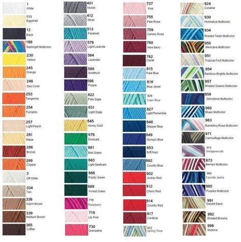 Yarn Colors Chart