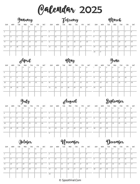 Yearly Calendar Template