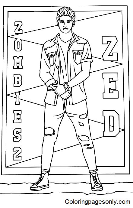 zed disney zombies coloring pages