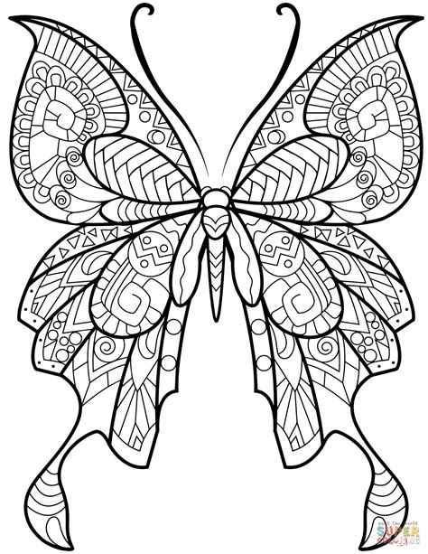 zentangle butterfly coloring pages