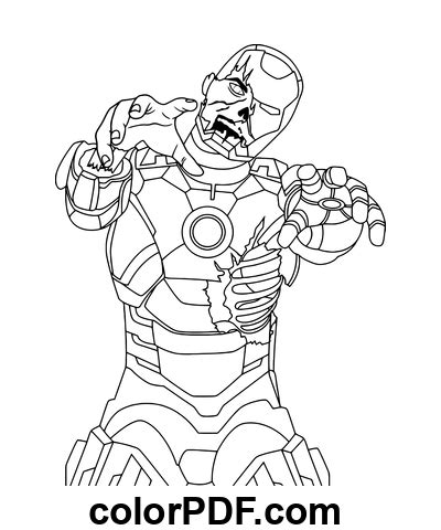 zombie iron man coloring pages