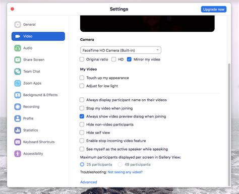 Zoom Video Settings
